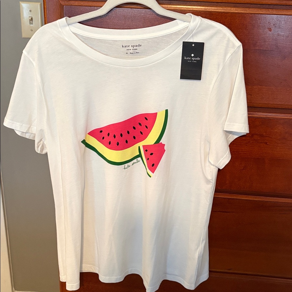 Kate Spade White Tee with Watermelon Graphic Bnwt xl